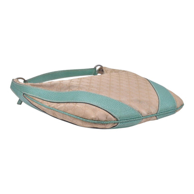 $890 GUCCI GG Canvas Seafoam Green Leather Curved Hobo Shoulder Bag Beige CONSIGNMENT 10021457