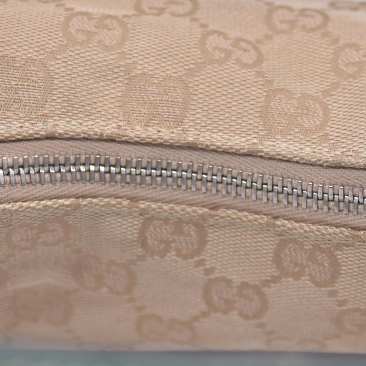 $890 GUCCI GG Canvas Seafoam Green Leather Curved Hobo Shoulder Bag Beige CONSIGNMENT 10021457