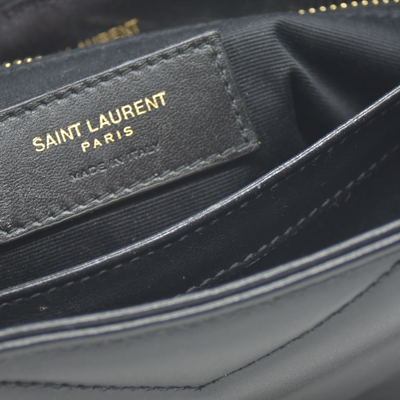$1990 2021 Saint Laurent Calfskin Y Quilted Monogram Toy Loulou Crossbody Bag Black