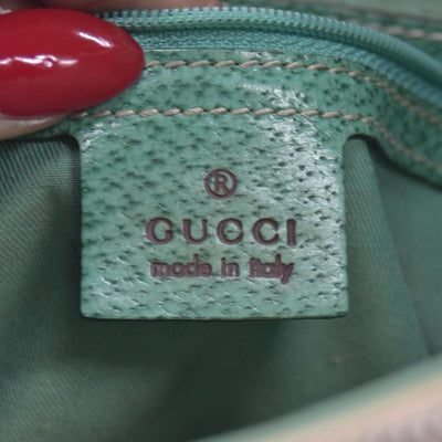 $890 GUCCI GG Canvas Seafoam Green Leather Curved Hobo Shoulder Bag Beige CONSIGNMENT 10021457