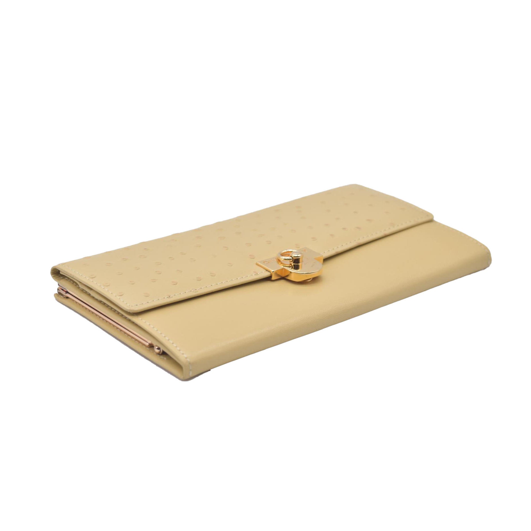 $590 Givenchy Yellow Ostrich-Effect Leather Clasp Wallet CONSIGNMENT