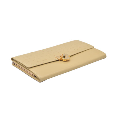 $590 Givenchy Yellow Ostrich-Effect Leather Clasp Wallet CONSIGNMENT