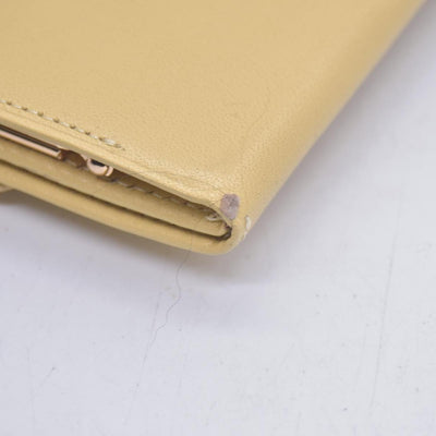 $590 Givenchy Yellow Ostrich-Effect Leather Clasp Wallet CONSIGNMENT