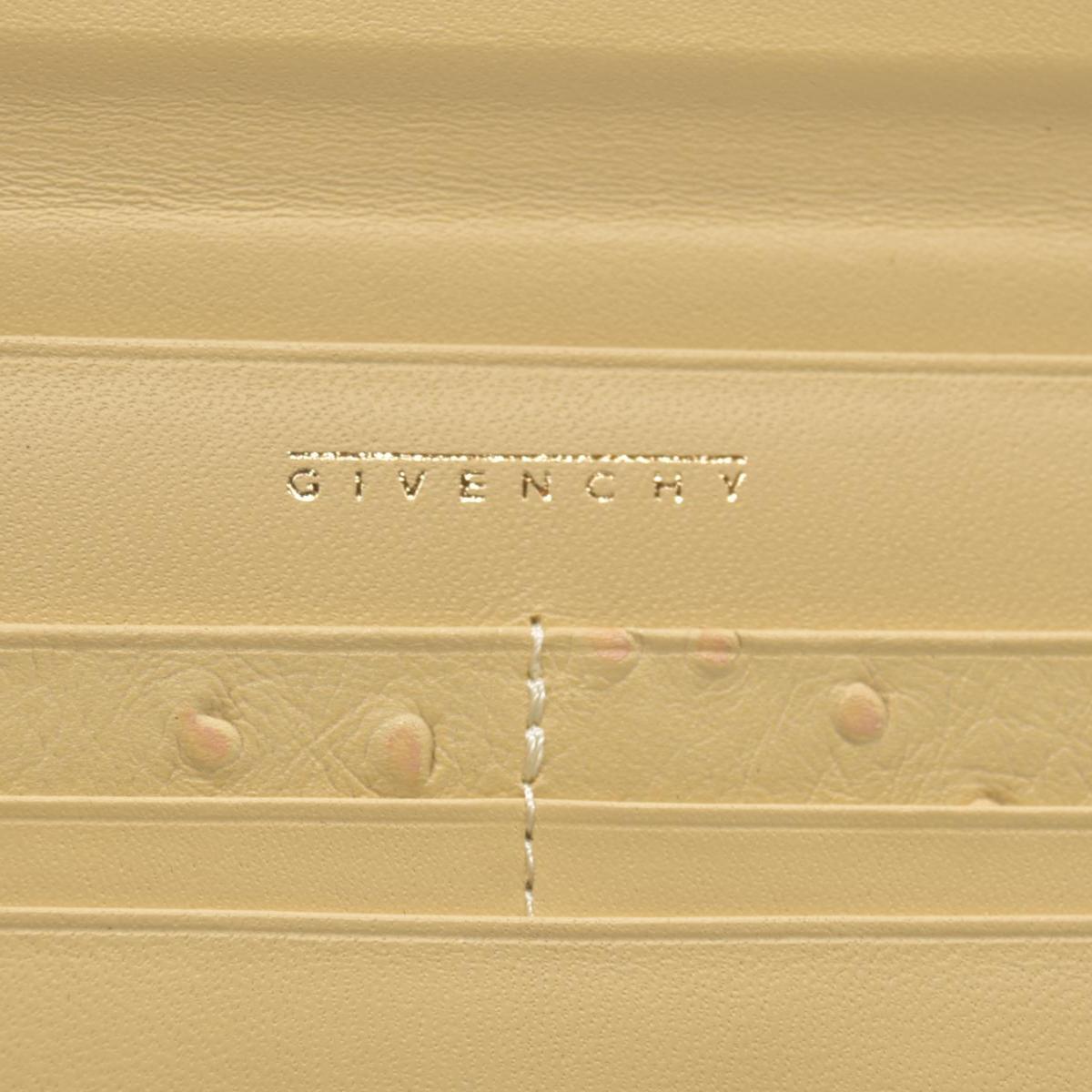 $590 Givenchy Yellow Ostrich-Effect Leather Clasp Wallet CONSIGNMENT