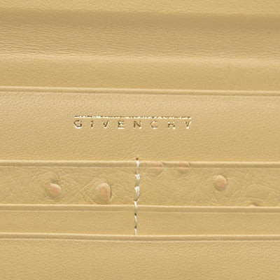$590 Givenchy Yellow Ostrich-Effect Leather Clasp Wallet CONSIGNMENT