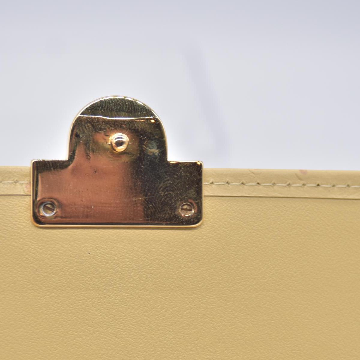 $590 Givenchy Yellow Ostrich-Effect Leather Clasp Wallet CONSIGNMENT