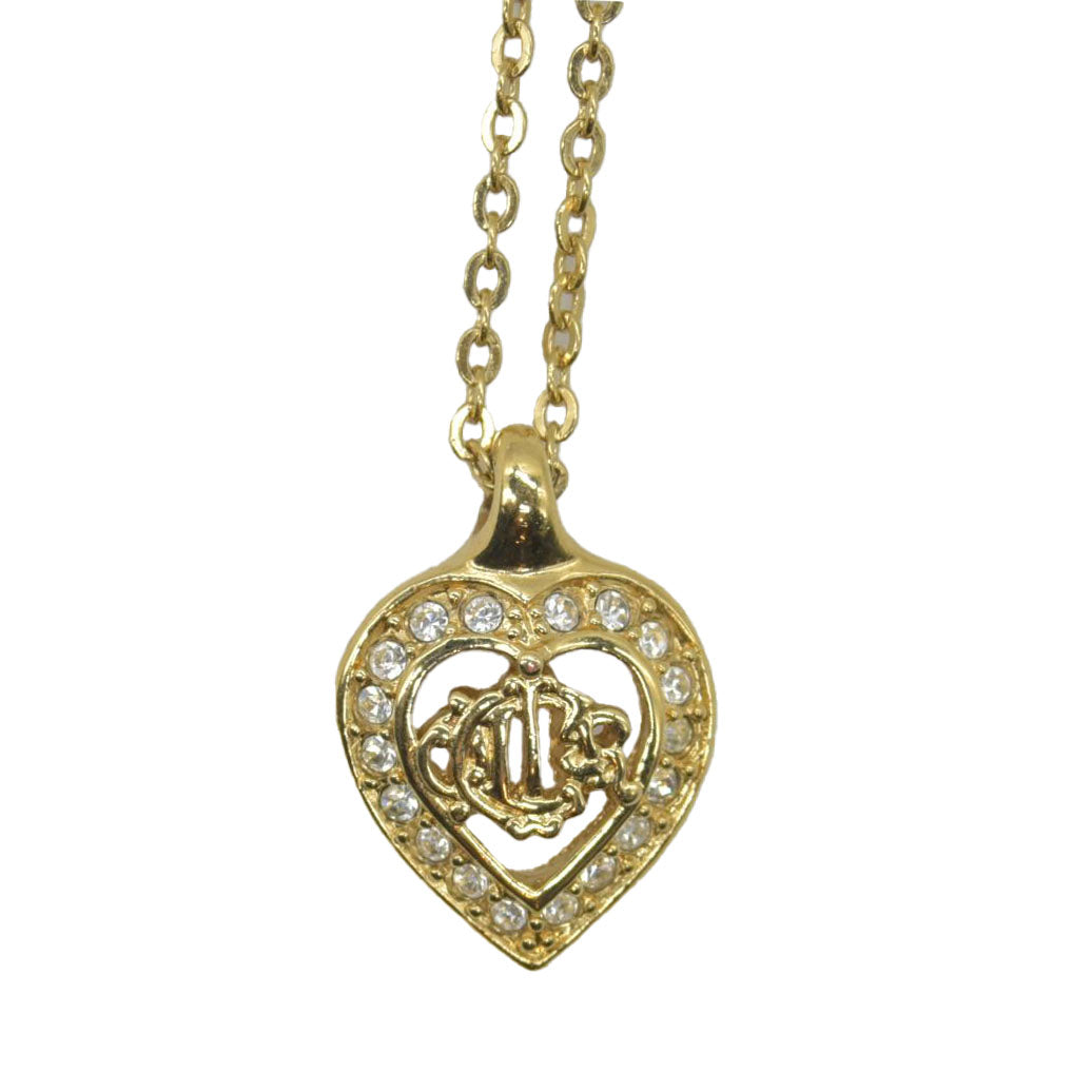 $350 Christian Dior  Vintage Crystal Crest Heart Pendant Necklace CONSIGNMENT