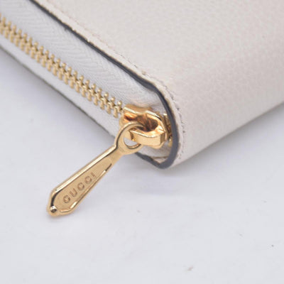 $890 GUCCI Calfskin Zumi Zip Around Wallet Off White CONSIGNMENT