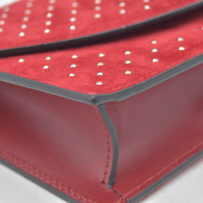 $1290 Christian Louboutin Loubi54 Clutch Red Suede Polka Dot Print