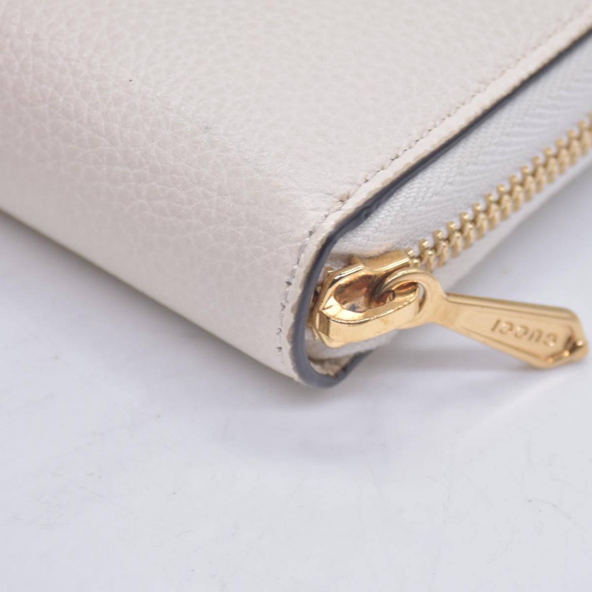 $890 GUCCI Calfskin Zumi Zip Around Wallet Off White CONSIGNMENT
