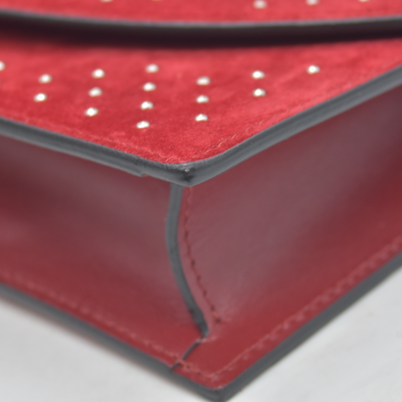 $1290 Christian Louboutin Loubi54 Clutch Red Suede Polka Dot Print