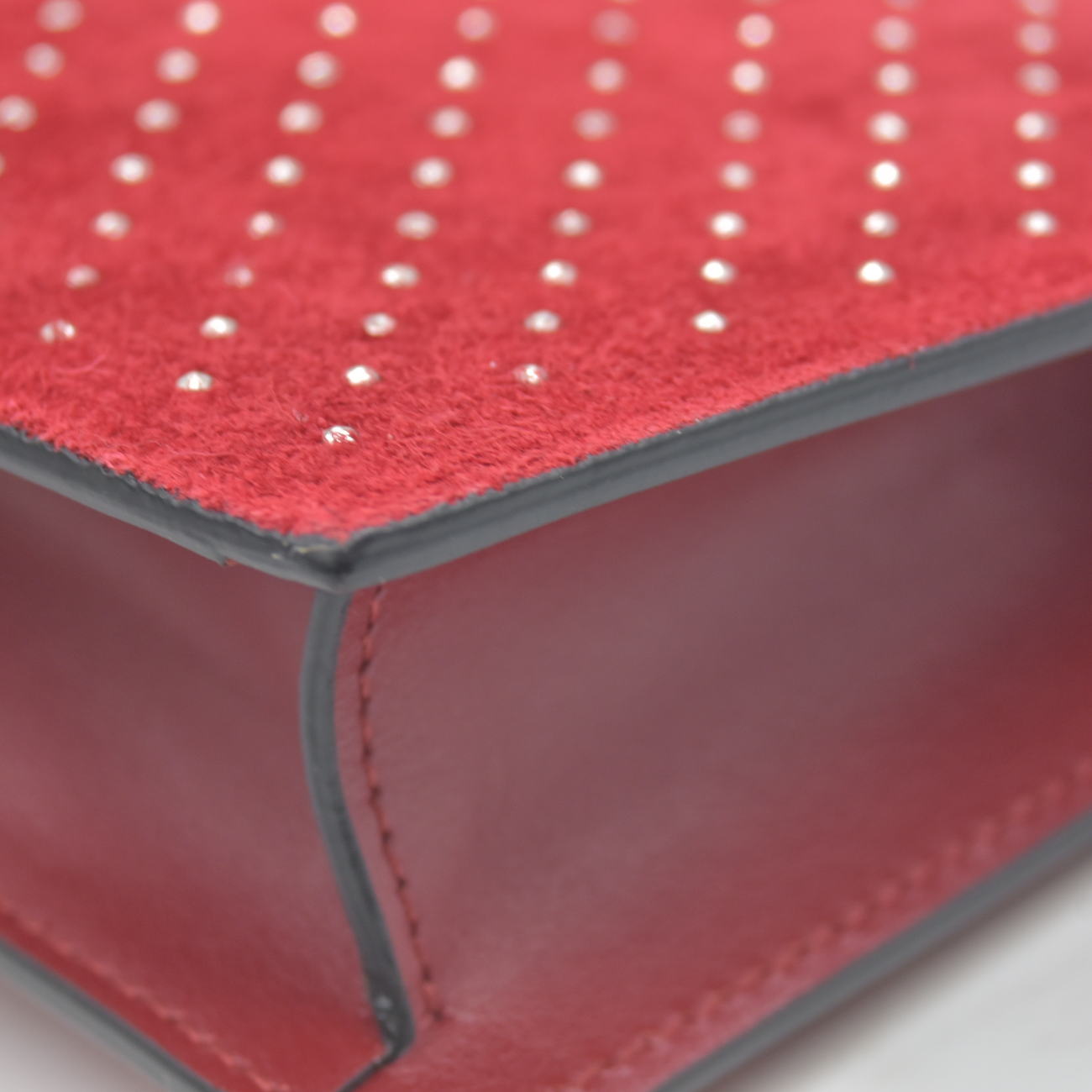 $1290 Christian Louboutin Loubi54 Clutch Red Suede Polka Dot Print