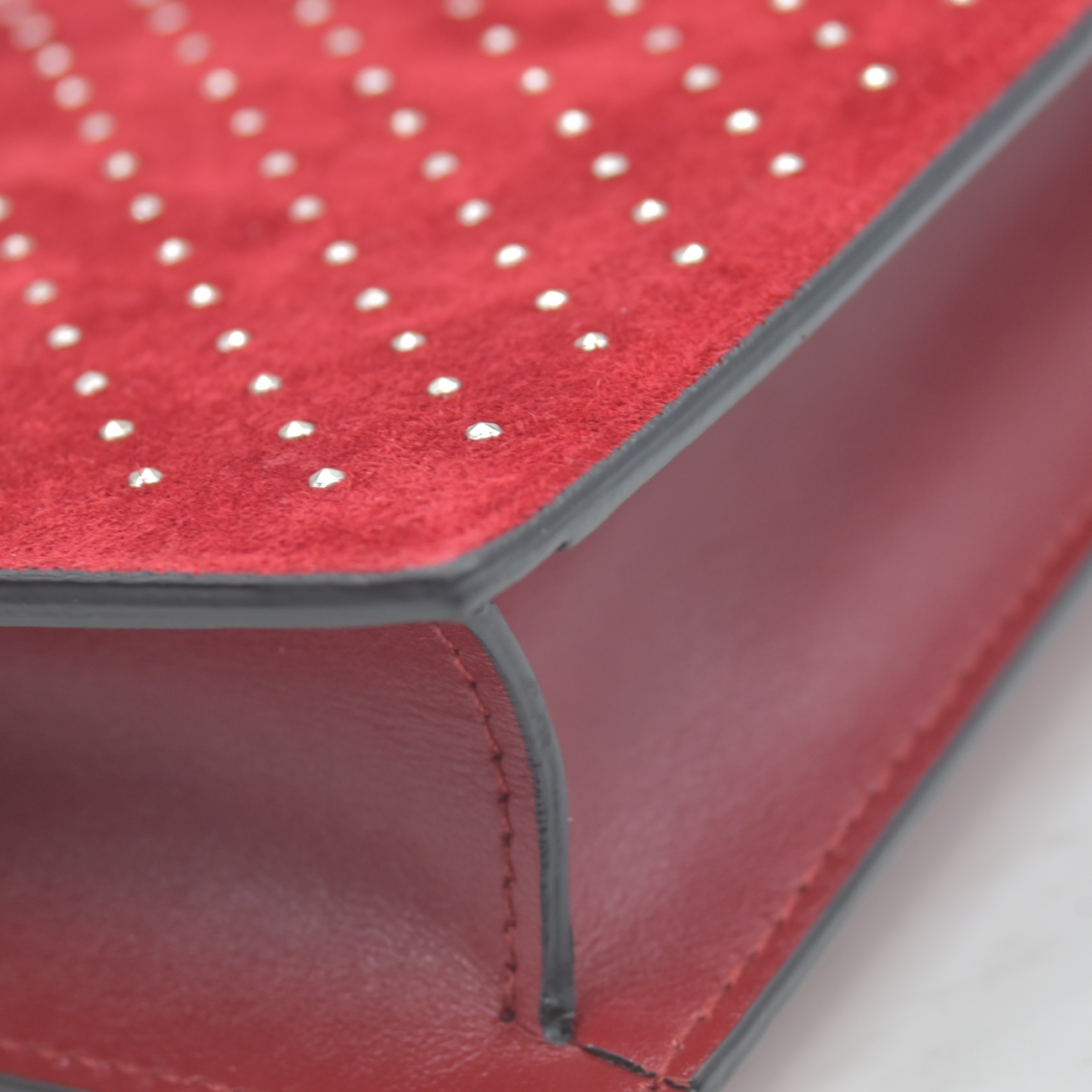 $1290 Christian Louboutin Loubi54 Clutch Red Suede Polka Dot Print