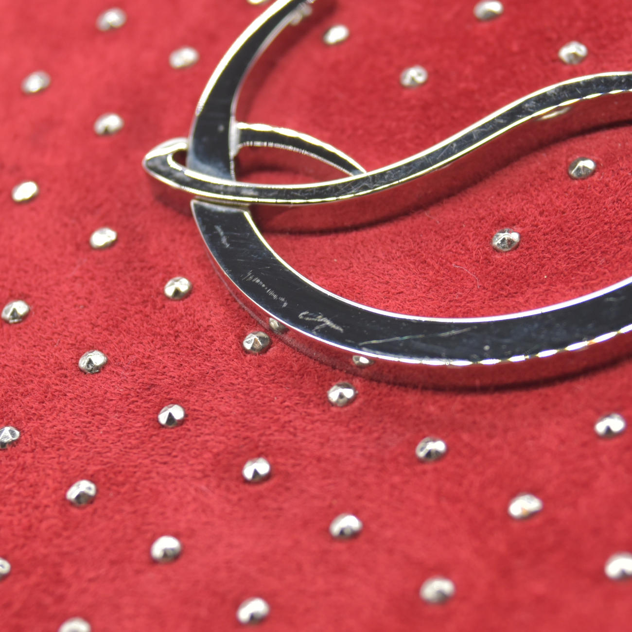 $1290 Christian Louboutin Loubi54 Clutch Red Suede Polka Dot Print