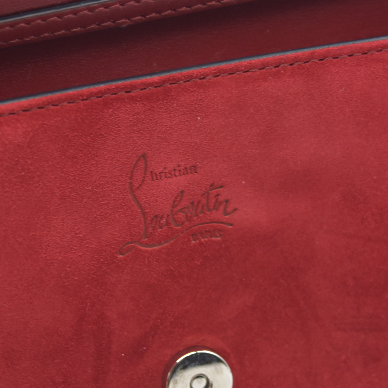 $1290 Christian Louboutin Loubi54 Clutch Red Suede Polka Dot Print