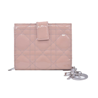 $700 CHRISTIAN DIOR Patent Cannage Lady Dior Lotus Wallet Pink CONSIGNMENT