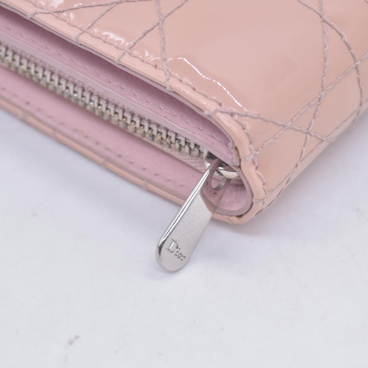 $700 CHRISTIAN DIOR Patent Cannage Lady Dior Lotus Wallet Pink CONSIGNMENT