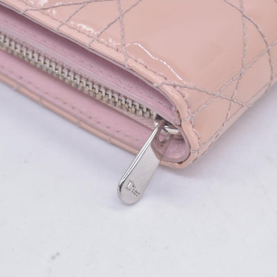 $700 CHRISTIAN DIOR Patent Cannage Lady Dior Lotus Wallet Pink CONSIGNMENT