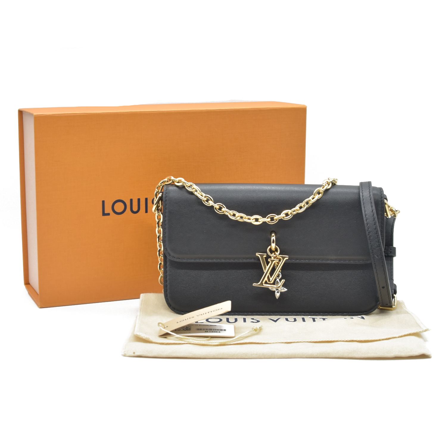 $2080 RFID Louis Vuitton Calfskin LV Bloom Wallet On Chain Black