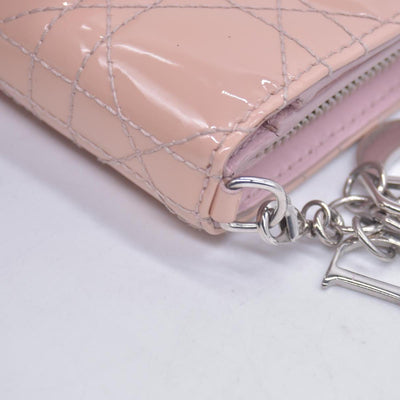 $700 CHRISTIAN DIOR Patent Cannage Lady Dior Lotus Wallet Pink CONSIGNMENT