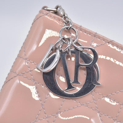 $700 CHRISTIAN DIOR Patent Cannage Lady Dior Lotus Wallet Pink CONSIGNMENT