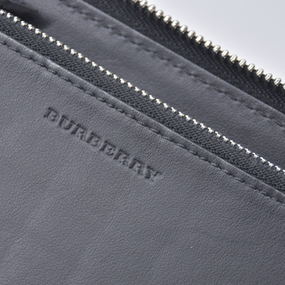 $598 BURBERRY Logo Perforated Leather Zip Around Long Wallet White