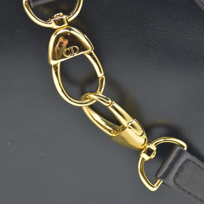 $1290 Christian Dior Shoulder Bag Black Leather