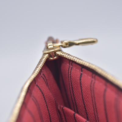 $600 2014 Louis Vuitton Damier Ebene Canvas Cosmetic Pouch Bag (Neverfull MM) (GI1124)