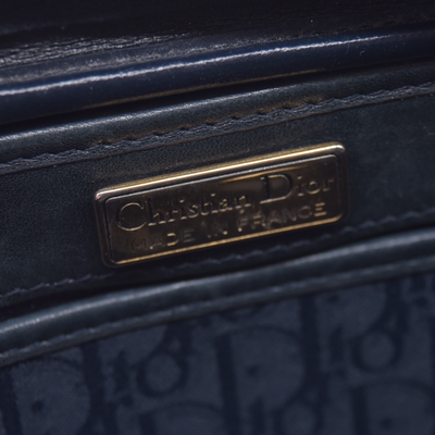 $1250 Christian Dior Oblique Trotter Canvas Leather Shoulder Bag