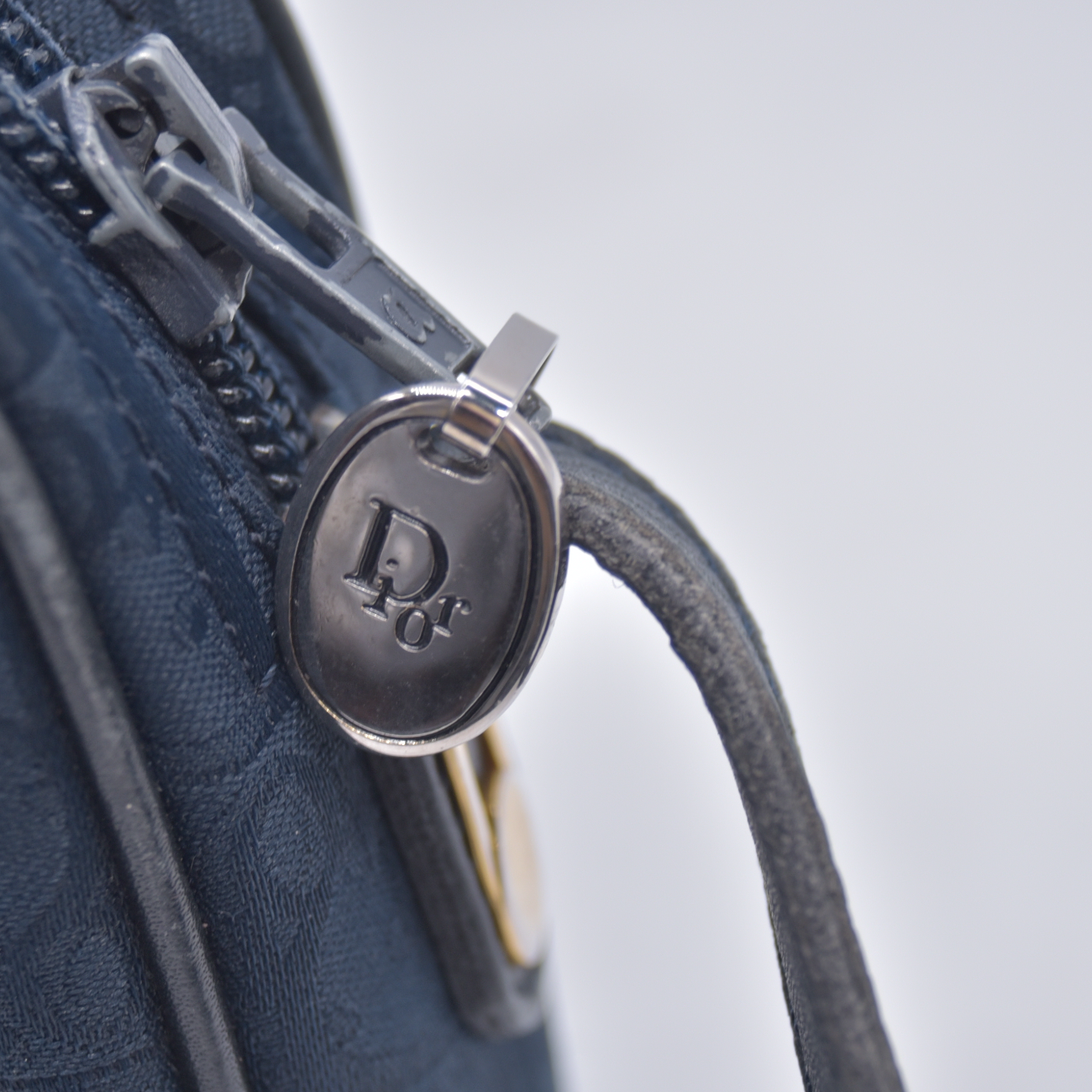$1250 Christian Dior Oblique Trotter Canvas Leather Shoulder Bag