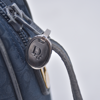 $1250 Christian Dior Oblique Trotter Canvas Leather Shoulder Bag
