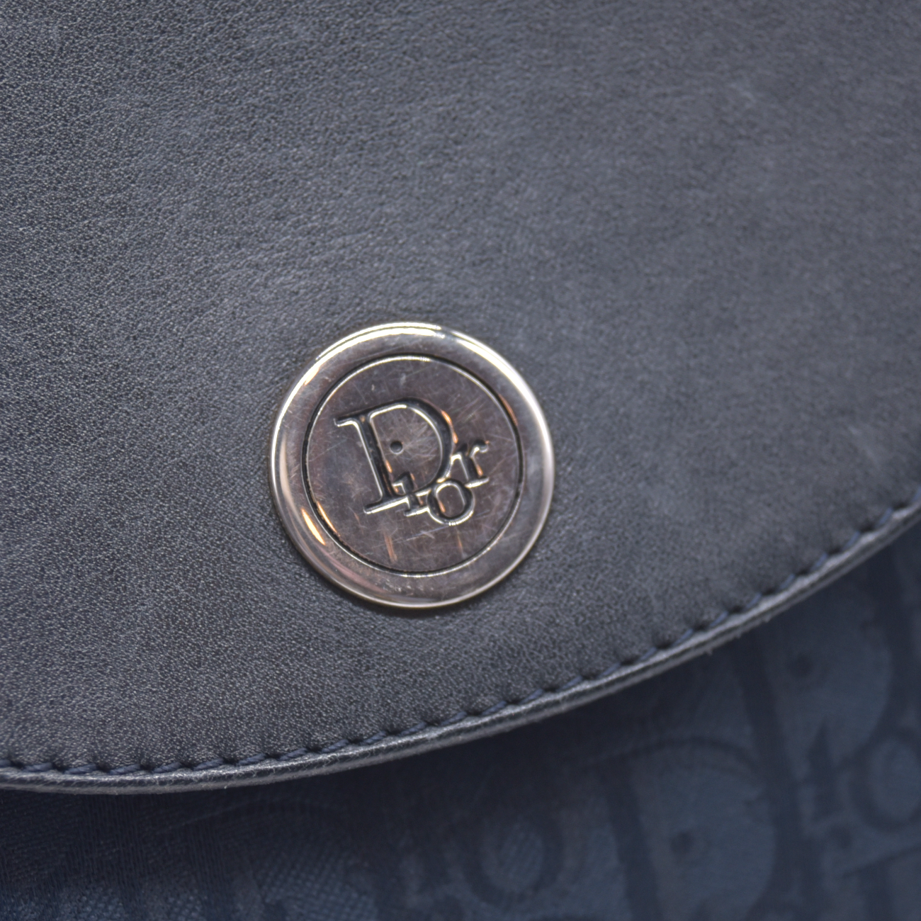 $1250 Christian Dior Oblique Trotter Canvas Leather Shoulder Bag