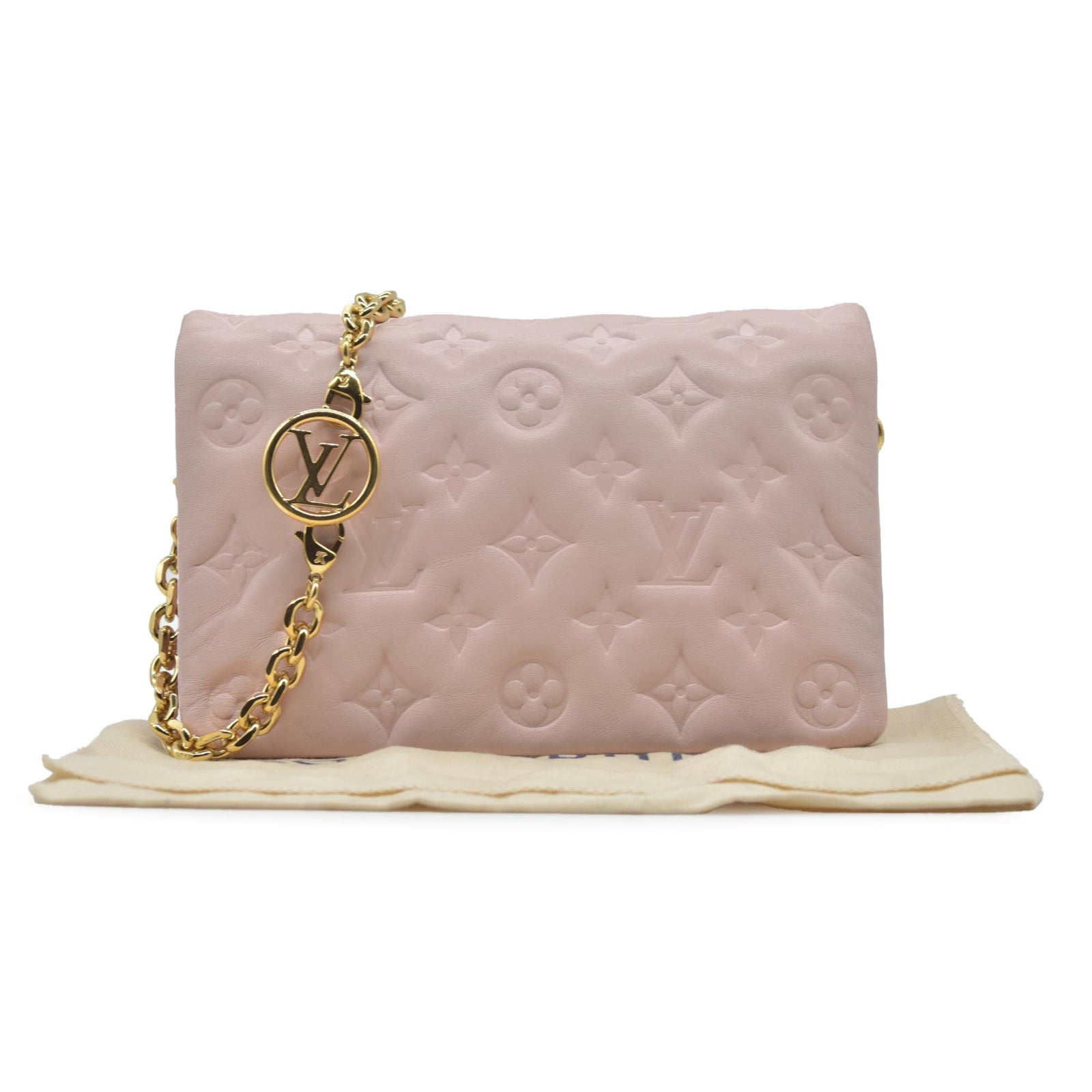 $2840 Louis Vuitton Monogram Embossed Pochette Coussin