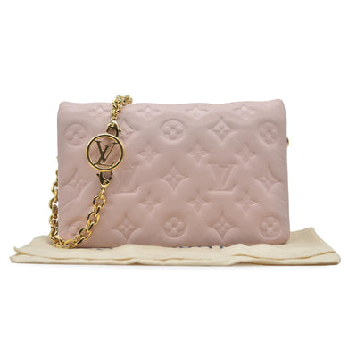 $2840 Louis Vuitton Monogram Embossed Pochette Coussin