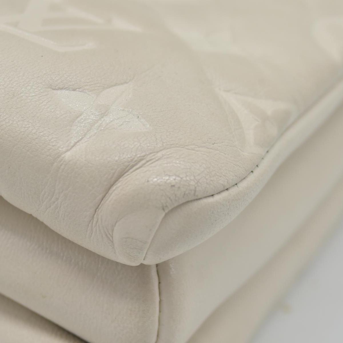 $4950 Louis Vuitton Lambskin Embossed Monogram Coussin PM Beige Cream