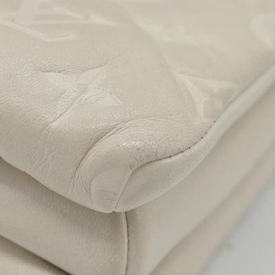 $4950 Louis Vuitton Lambskin Embossed Monogram Coussin PM Beige Cream