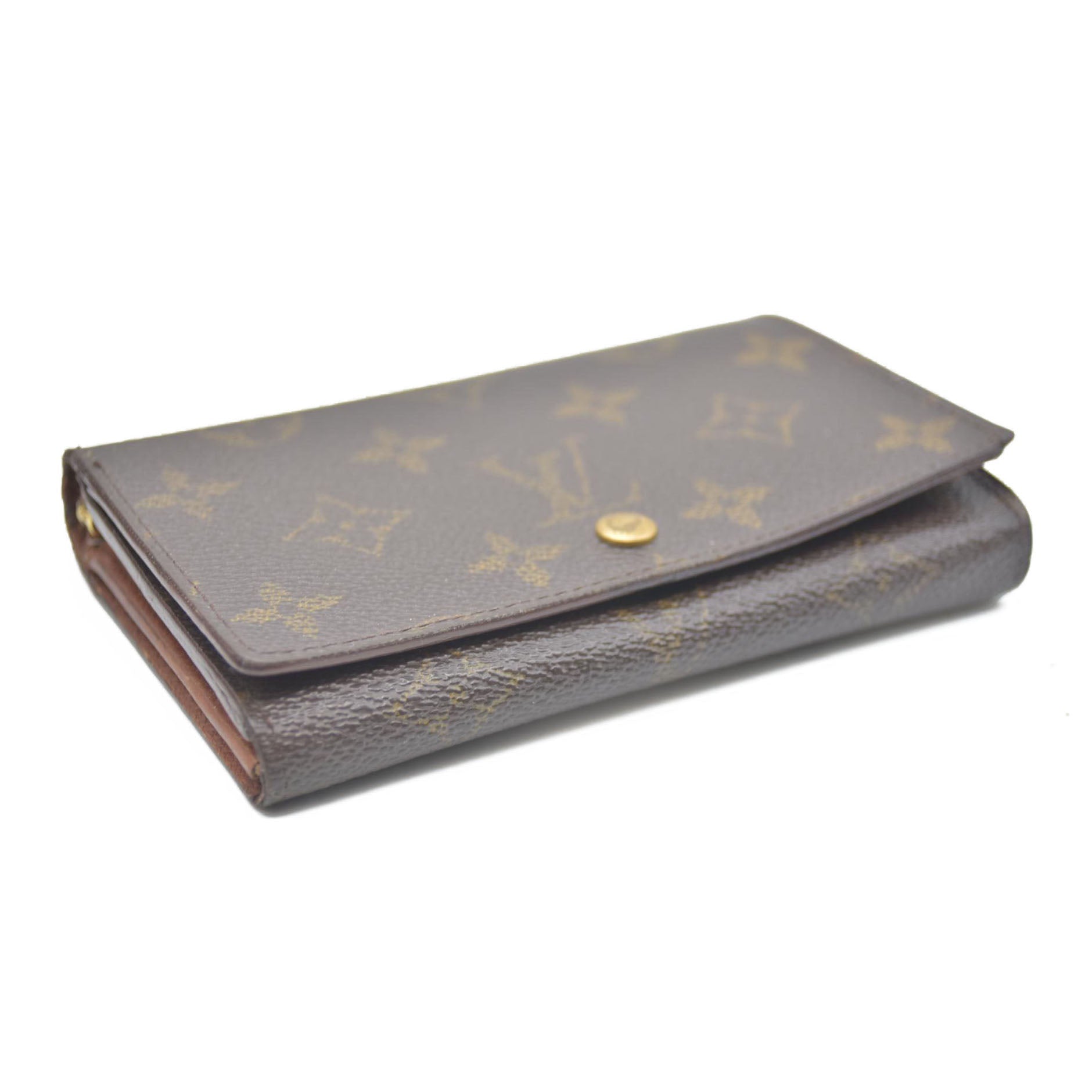 Louis Vuitton Monogram Porte Monnaie Billets Tresor Bifold Wallet Brown CA0927