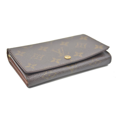 Louis Vuitton Monogram Porte Monnaie Billets Tresor Bifold Wallet Brown CA0927