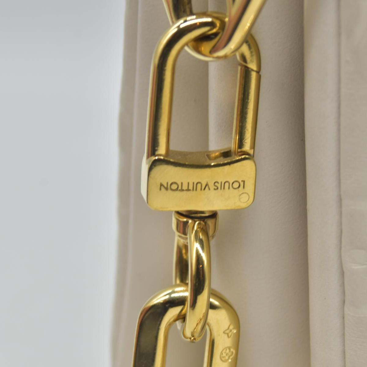 $4950 Louis Vuitton Lambskin Embossed Monogram Coussin PM Beige Cream