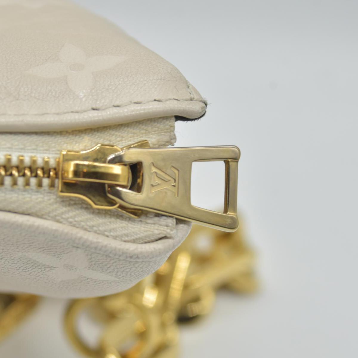 $4950 Louis Vuitton Lambskin Embossed Monogram Coussin PM Beige Cream