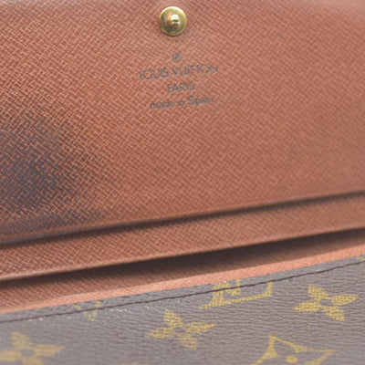 Louis Vuitton Monogram Porte Monnaie Billets Tresor Bifold Wallet Brown CA0927
