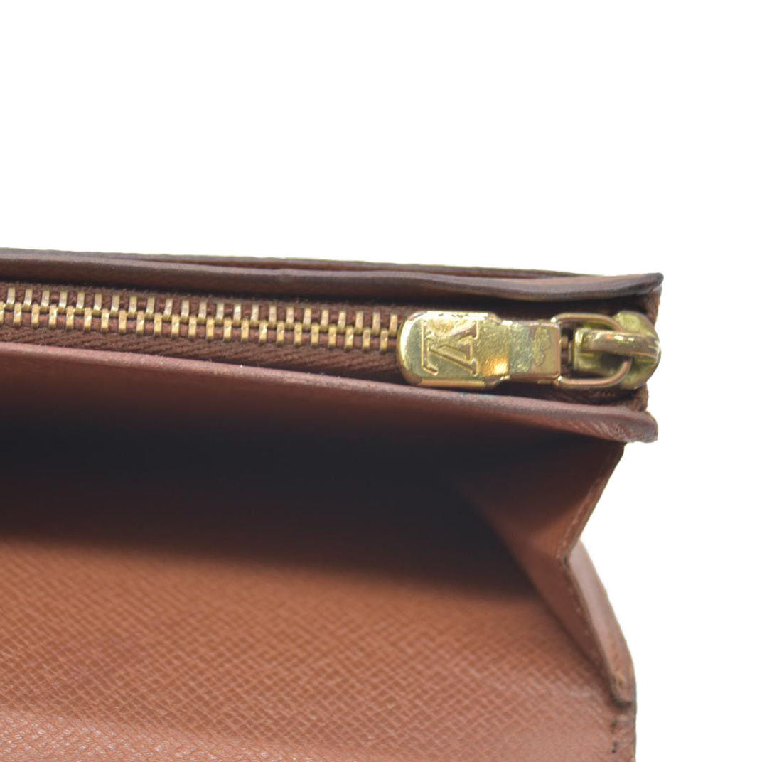 Louis Vuitton Monogram Porte Monnaie Billets Tresor Bifold Wallet Brown CA0927