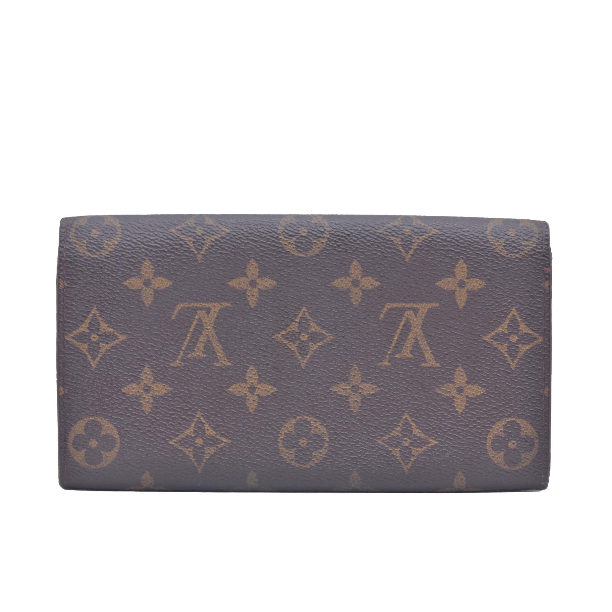 $800 1998 Louis Vuitton Monogram Portefeiulle Sarah Long Bifold Wallet Brown CONSIGNMENT TH0978