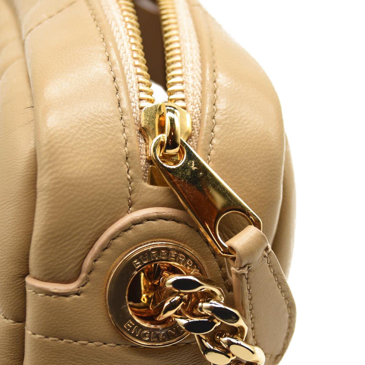 BURBERRY Calfskin Quilted Small Lola Camera Bag Beige