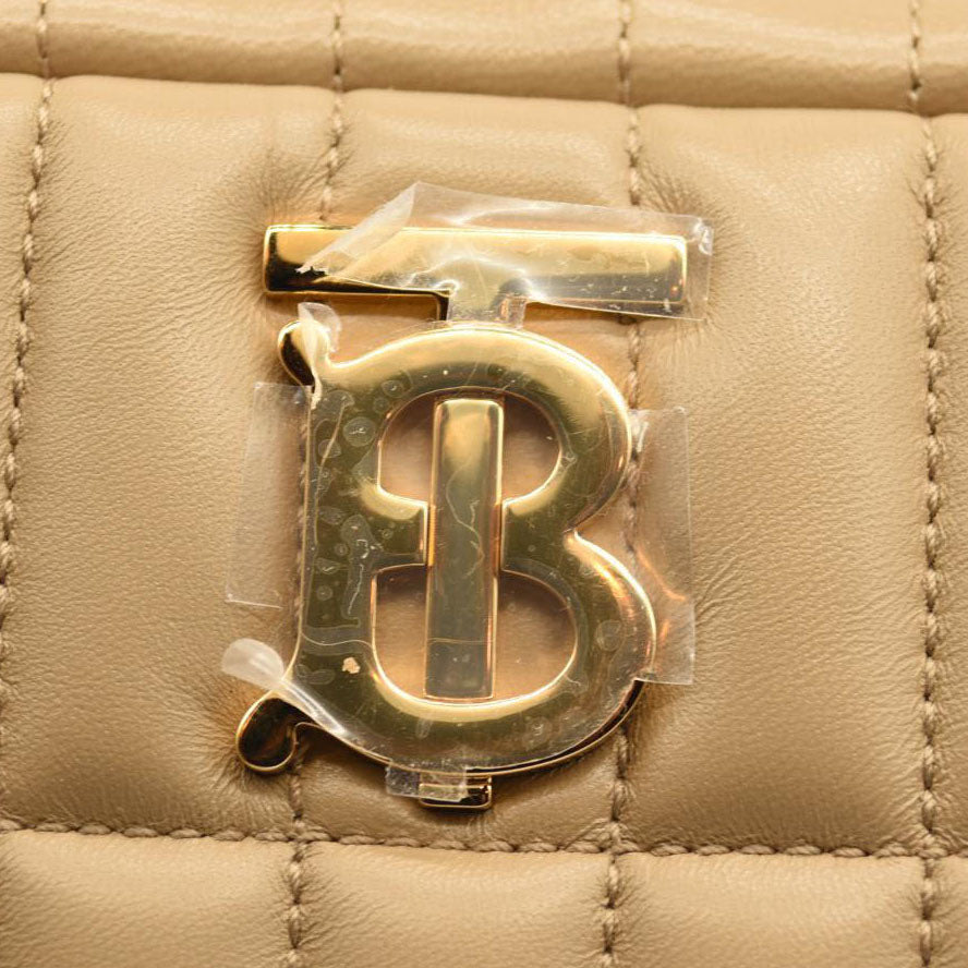BURBERRY Calfskin Quilted Small Lola Camera Bag Beige