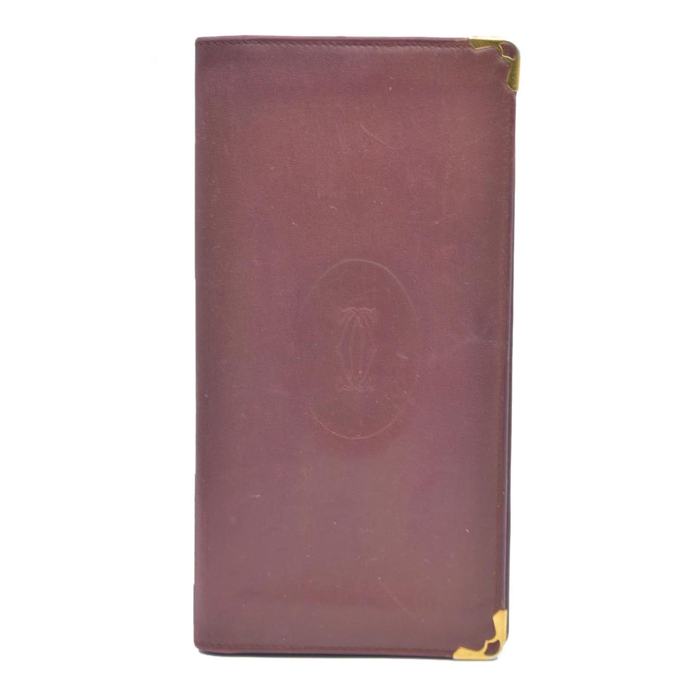 Must de Cartier Leather Bifold Long Wallet Bordeaux
