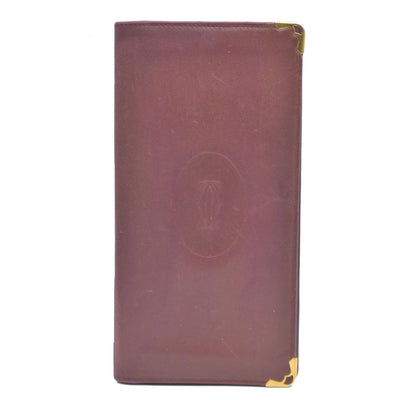 Must de Cartier Leather Bifold Long Wallet Bordeaux