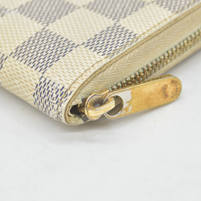 $560 2012 Louis Vuitton Damier Azur Zippy Zip Coin Purse Wallet White SN1192