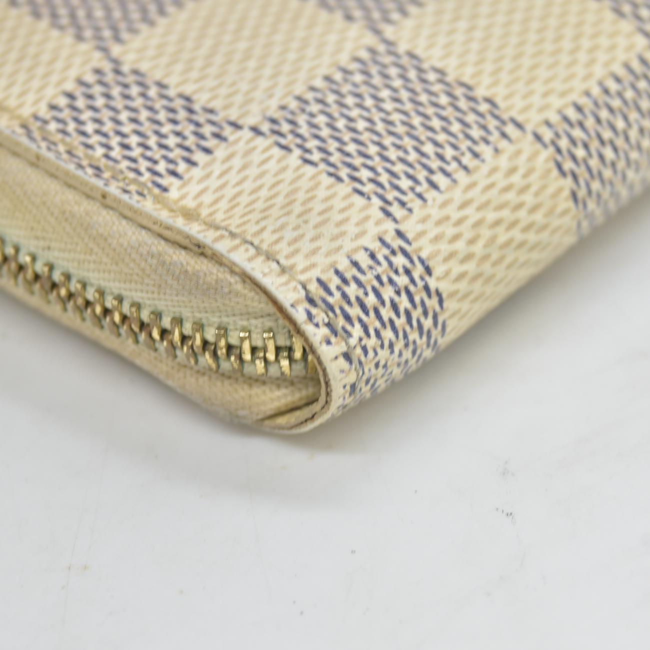 $560 2012 Louis Vuitton Damier Azur Zippy Zip Coin Purse Wallet White SN1192