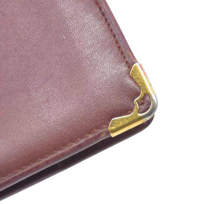 Must de Cartier Leather Bifold Long Wallet Bordeaux